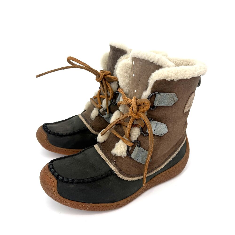 Sorel Chugalug Leather Winter Boots Sherpa Lined Lace Up Waterproof Ankle Size 8